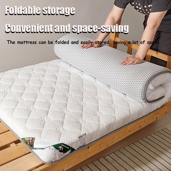 Japanse Futon Matras - Vloer Matras - Comfortabel Slapen - Ademend Latex Materiaal - 200x220cm - Wit — afbeelding 2