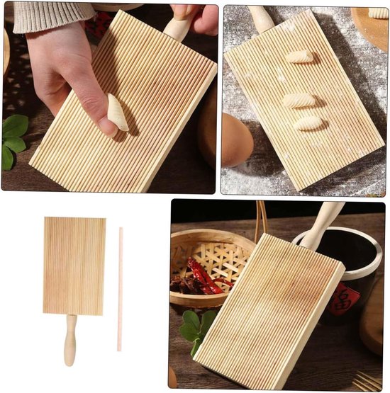 Pastamaker Set - Gnocchi Maker - Zelf Pasta Maken - Houten Materiaal - 13.5 cm - Natuurlijk van Pastamaker — afbeelding 4