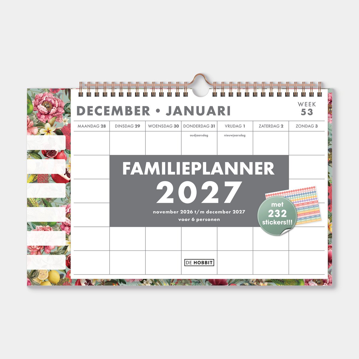 Hobbit - Familieplanner 2027 - (22 x 34 cm) - Familiekalender - 1 week op 1 pagina - 6 personen - Tropisch