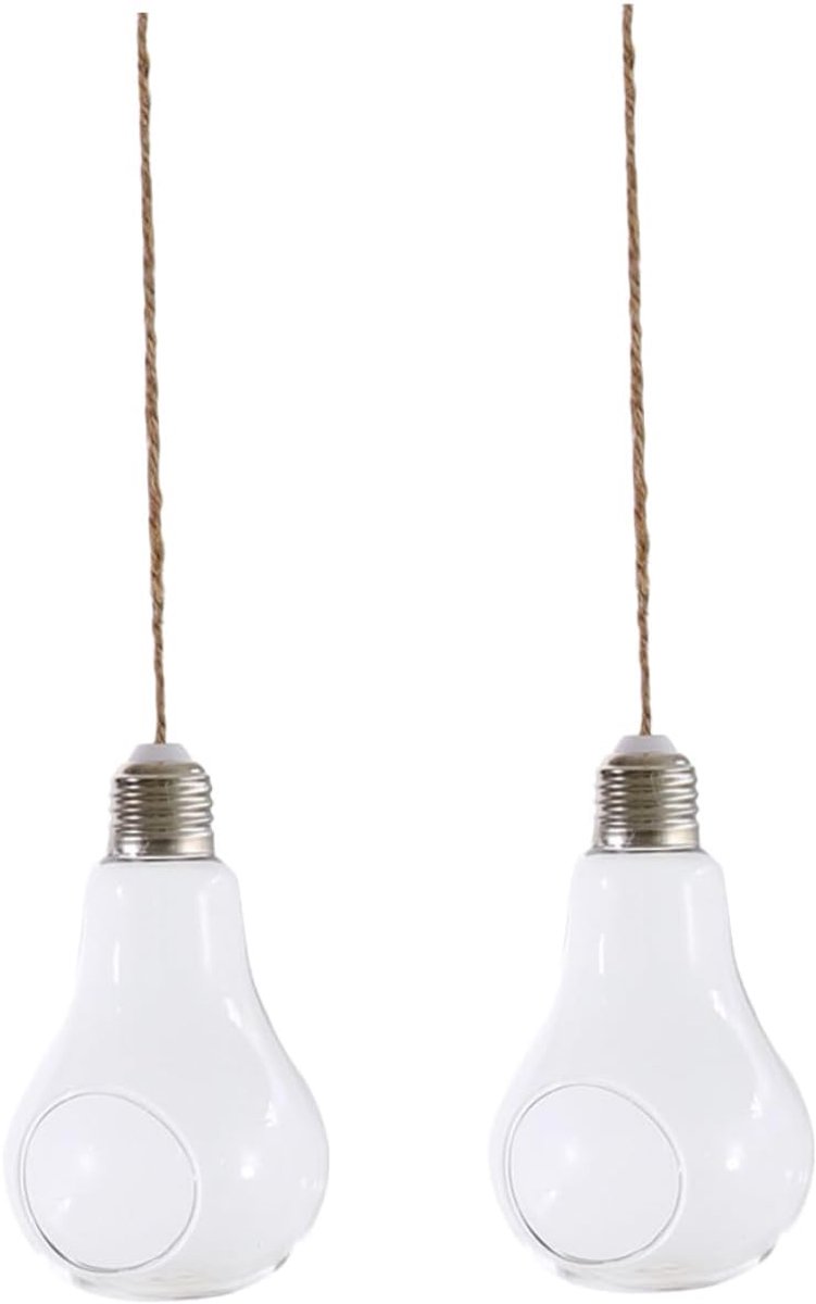 Hangende Vaas - Bloemencontainer Glas - Kamerdecoratie - Gloeilamp Vorm - 2 Stuks - Wit