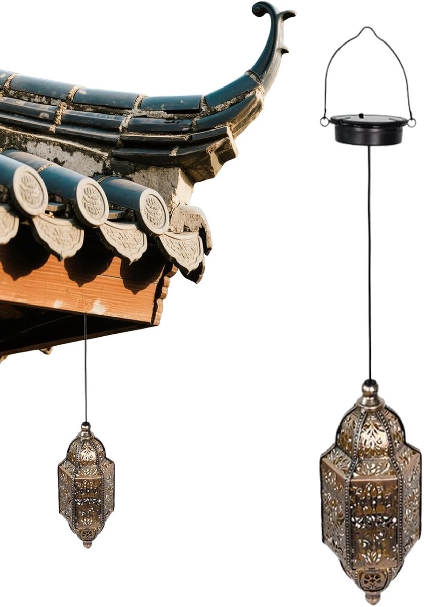Tuinlantaarn op zonne-energie - Hanglamp decoratief - Buiten sfeer creëren - Marokkaans sc