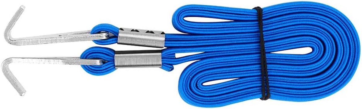Bagageband met Haken - Spanriemen Elastisch - Bagage Vervoeren - Dubbel Touw Ontwerp - 80-200 cm - Blauw