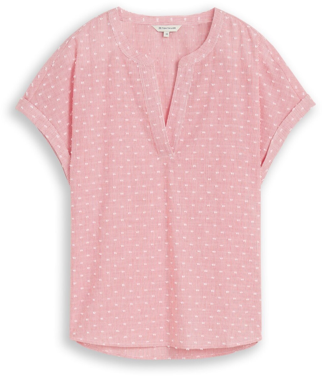 Tom Tailor - Losvallende blouse met borduursel - Maat 42 - red dobby stripe