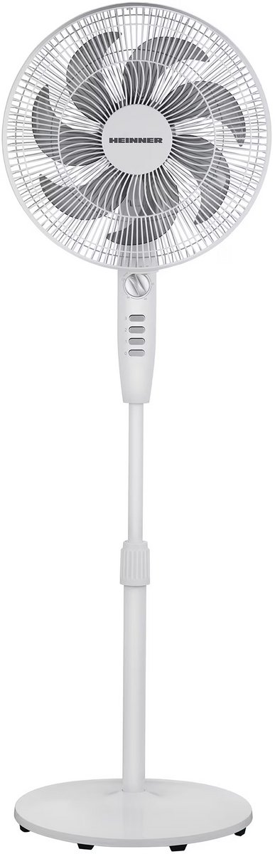 Heinner Staande Ventilator – Verstelbare Hoogte – 50 W – 7 Ventilatorbladen – 3 Snelheidsstanden – 85° Oscillatiefunctie – 2 Uurs Timer – 130 cm – Wit