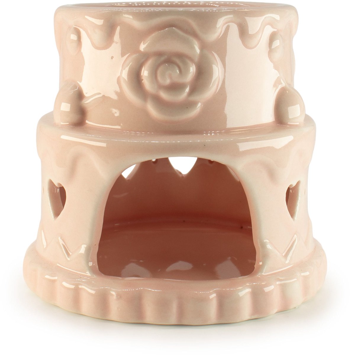 AW Gifts Keramische oliebrander in de vorm van een cake - Hartjes - Roze