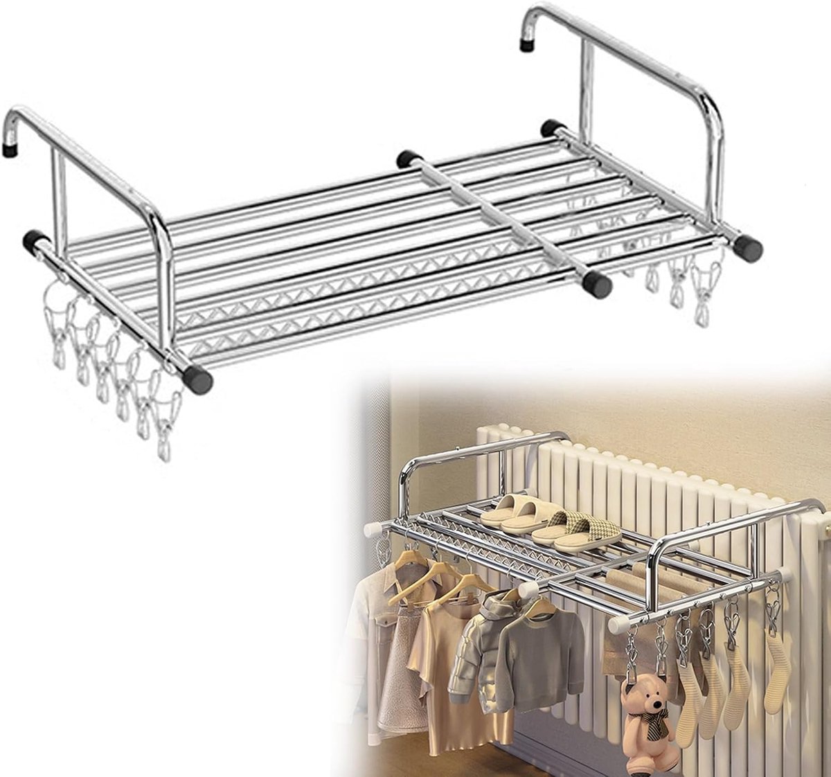 Radiator Droogrek - Opvouwbare Kledinghanger - Kleding Drogen - Verstelbare Arm - 77-140cm