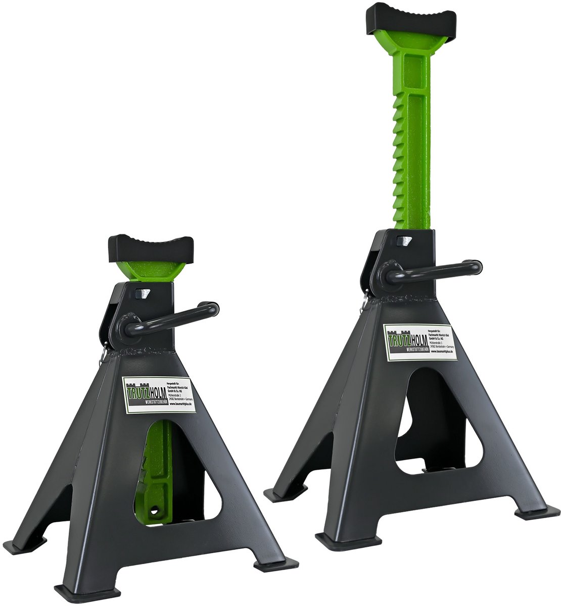 TRUTZHOLM Assteunen Set van 2 - Steunbokken 6 Ton per stuk - Heavy Duty Kriksteunen Vrachtwagen Camper XL 380-600mm Verstelbaar