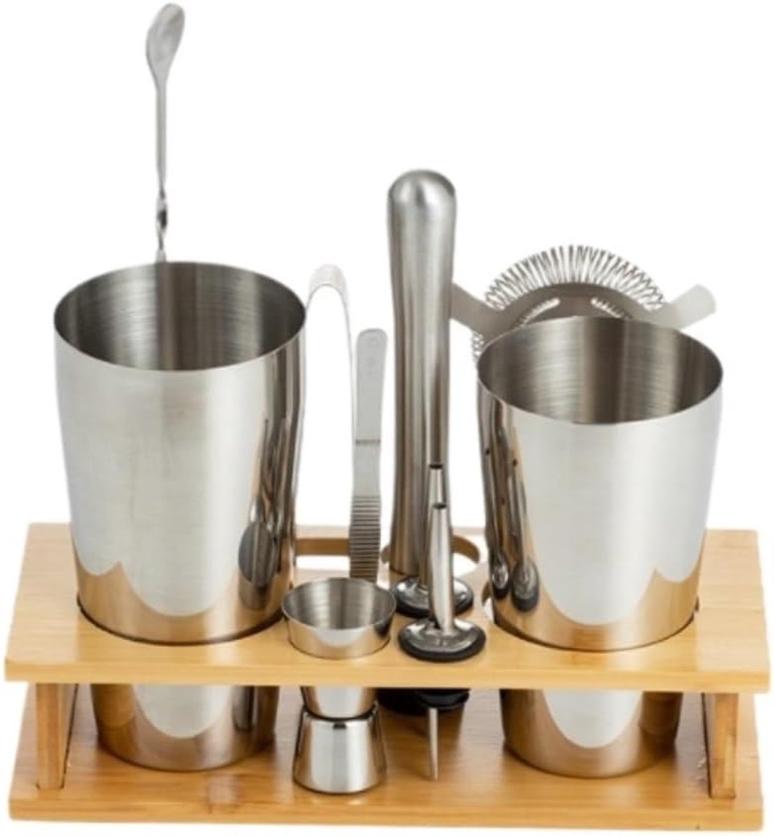 Cocktailset Barmankit - Mixer Gereedschap - Drankjes Maken - Roestvrij Staal - 10 Delig - Zilver