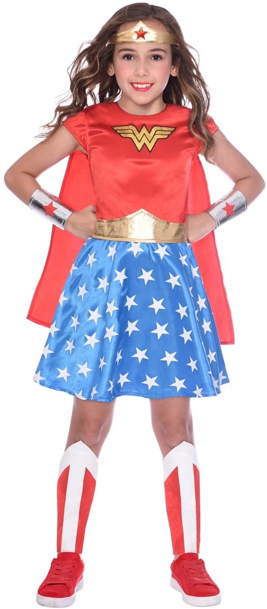 Dailygoods- Jurk Kostuum Wonder Woman - Feestkleding - Superhelden Kostuum Kind - Leeftijd 3-4 Jaar - Fantasie Kostuum - Creatieve Speeltijd - Superheldenkostuum