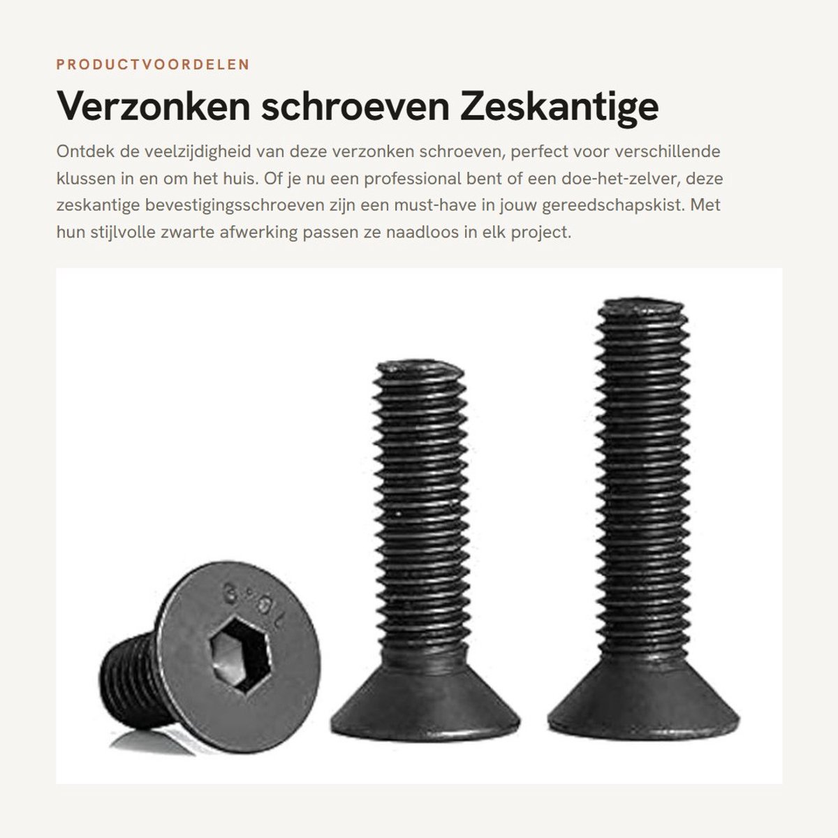 Dailygoods- Bevestigingsschroeven Zwart - Zeskantig - Verzonken - M4 x 8 mm - Schroeflengte 8 mm - Inhoud 5 stuks - Schroeven