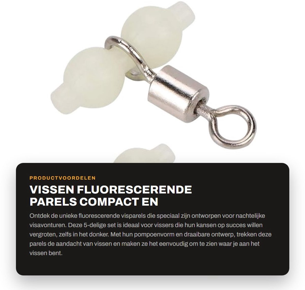 Dailygoods- Wervels 5 Stuks - Fluorescerende Pompoenvorm - Nachtvissen - Lichtgewicht - Duurzaam - Corrosiebestendig - Vissnoer