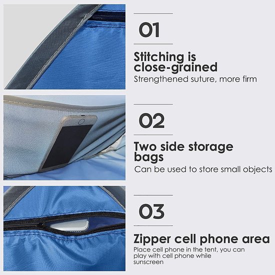 Pop-up strandzon minitent met ritssluiting, draagbare persoonlijke strandzon beschutting gezicht hoofd schaduw bescherming tent voor outdoor picknick strand camping van POP — afbeelding 5