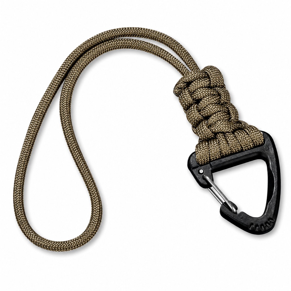 Travel Cords Keycord Khaki – Sleutelhanger met Clipsluiting – Nylon Polskoord – Voor Autosleutels, Telefoon & Pasjes – 21 cm