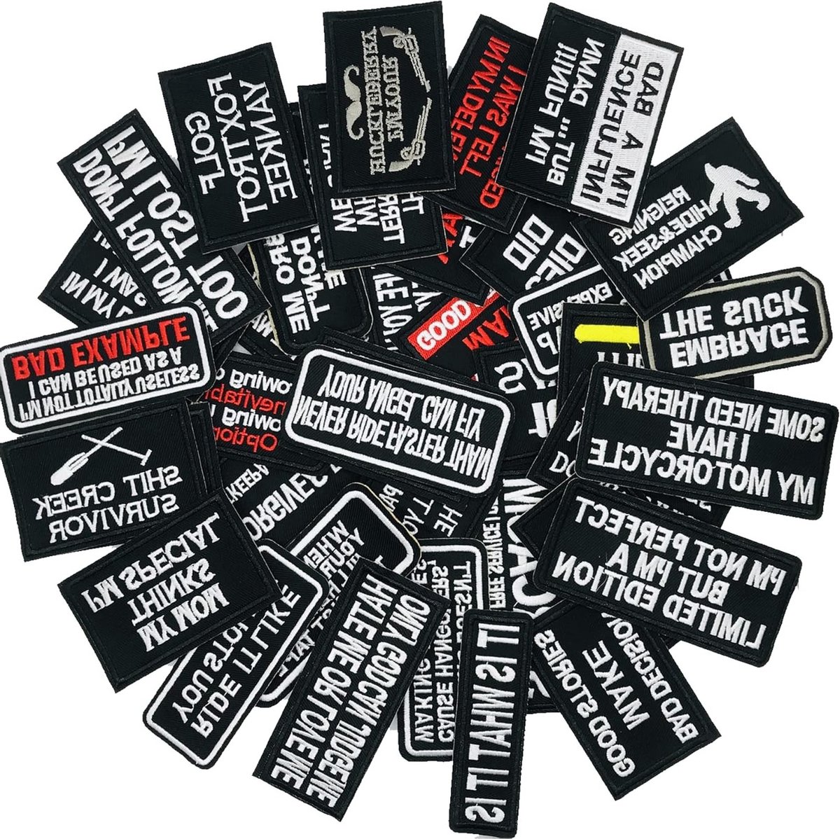 40 Stuks Borduurpatches met Slogans voor Jacken, Rugzakken en Kleding - Ideaal voor Creatieve Naai-projecten en Modeaccessoires