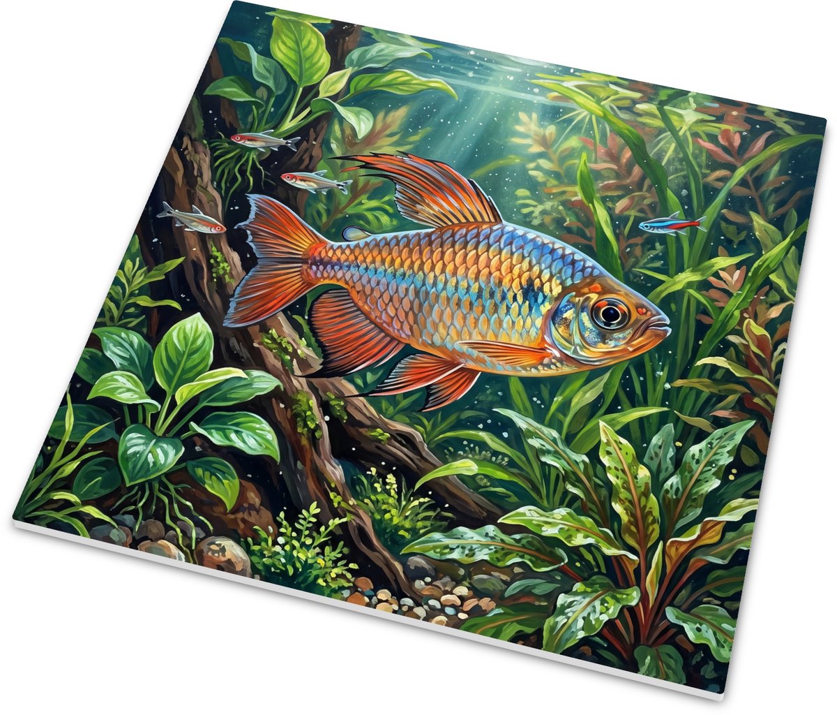 Tegeltje - Roodvinzalm - Tropisch aquarium - 15x15 cm