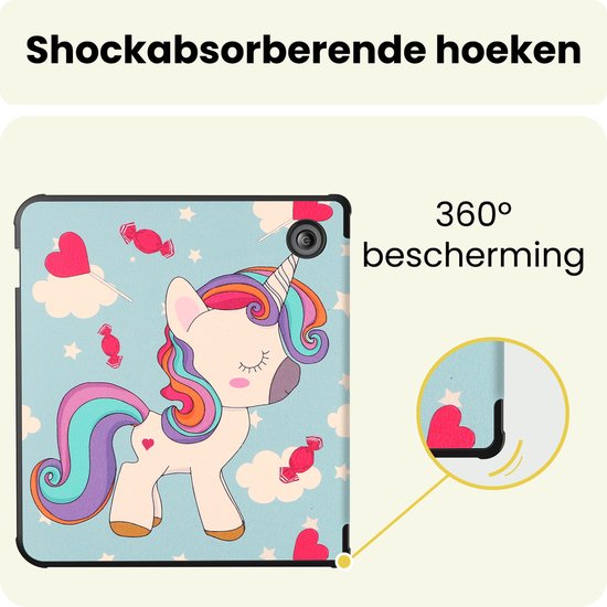 Hoes Geschikt voor Kobo Libra 2 - E-reader Bescherm Hoesje Case Sleep Cover Met Screenprotector - Hoes Geschikt voor Kobo Libra 2 Hoesje - Eenhoorn — afbeelding 4