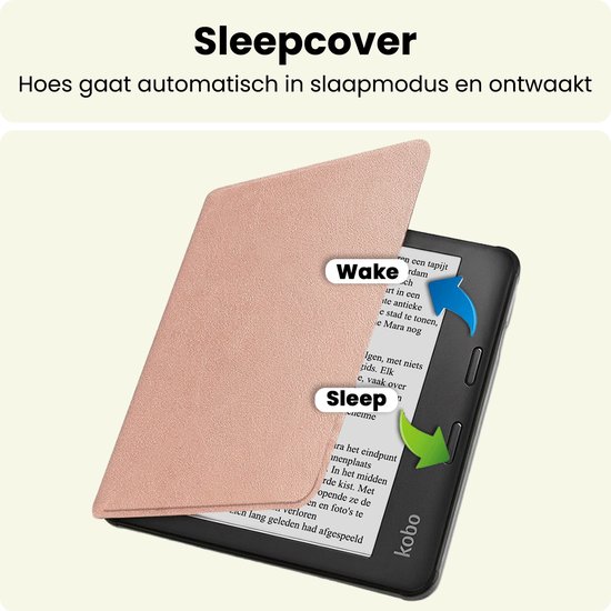 Hoes Geschikt voor Kobo Libra 2 - E-reader Hoesje Bescherm Hoesje Case Sleep Cover - Hoes Geschikt voor Kobo Libra 2 Hoesje - Rosé Goud — afbeelding 3