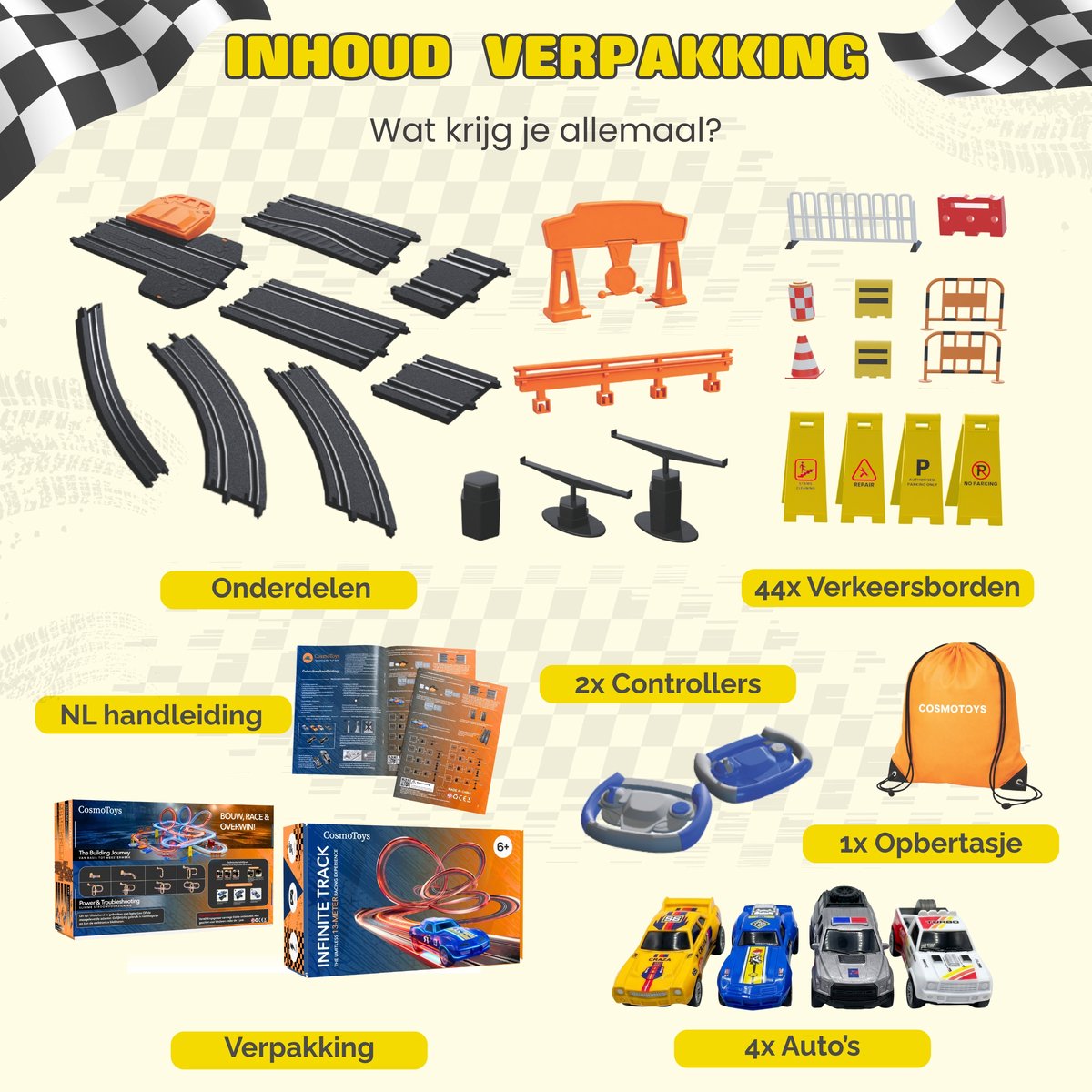 CosmoToys Elektrische Racebaan - Incl. Verkeersbordenset - Auto Speelgoed - voor Kinderen - Autobaan Speelgoed - Kinderspeelgoed - 13,0M Lang - Infinite Track — afbeelding 6