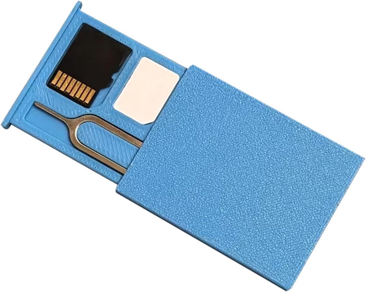 Geheugenkaarthouder - Mini opslag - Gegevens beschermen - Intelligent scheidingswandontwerp - 6 x 4 cm - Blauw