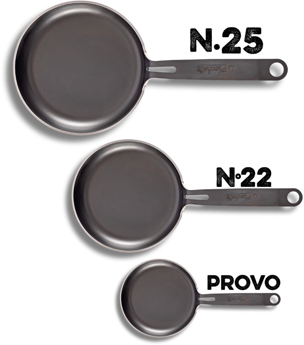 La Planchetta Pannenset 3-delig – Koekenpannen 21,5 & 25 cm + Gratis Provoletera – Warmgewalst IJzer – PFAS-vrij