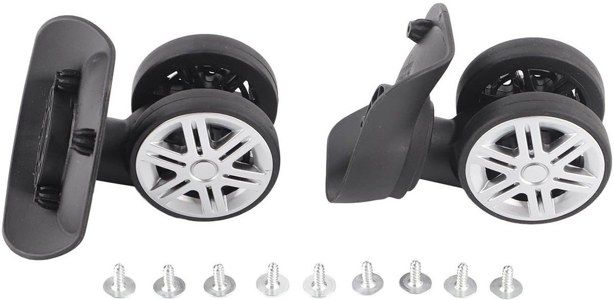 Vervangwielen voor Bagagecompartiment, Stille en Draaibare Wielen voor Reisdozen, 360 Graden Rotatie, Dubbele Rij Rollen voor Draagbare Reisaccessoires