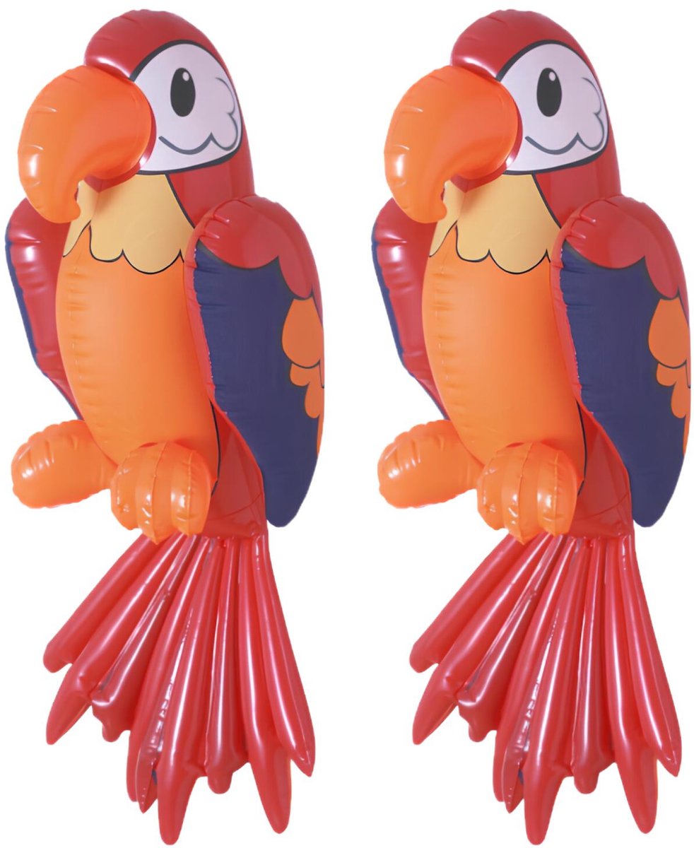 Opblaasbare dieren papegaai - 2x - 60 cm - Tropische hawaii thema versieringen - feestartikelen
