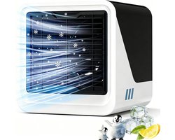 Mobiele airconditioner - draagbare mini-ventilator USB 3-in-1 met water, 500 ml, 3 snelheden, zonder afvoer, nachtlampje 7 kleuren, kleine luchtkoeler voor slaapkamer en kantoor - zwart
