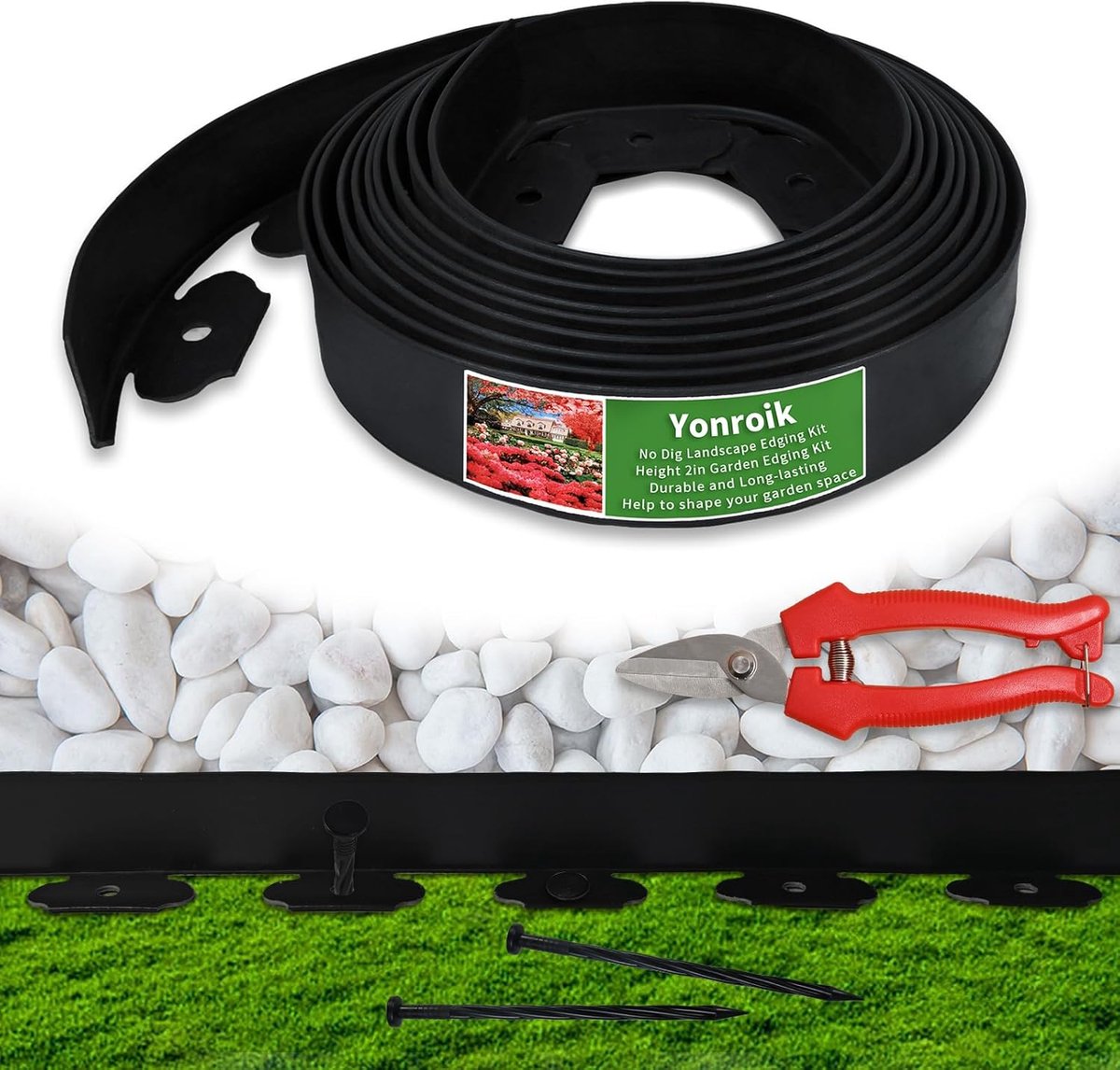 Gazonrand Set - Tuinranden Palen - Tuin Decoratie - Trimvrije Flens - 40 Stuks - Zwart