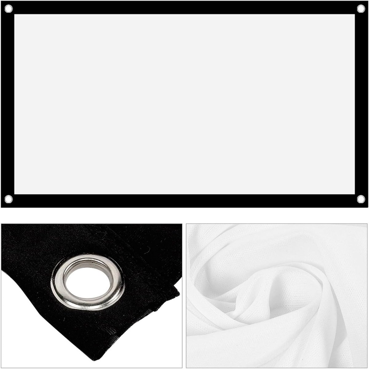 Draagbaar Projectiescherm van Wit Polyester, Kreukvrij en Versterkt, 16:9 Formaat (40 Inch) voor Thuis en Presentaties