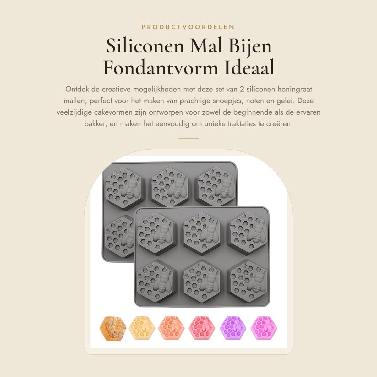 Dailygoods- Siliconen Mal 6-Gaats - Honingraatvorm - Bijen Mal - Taartvorm - Bakvorm - Hoogwaardige Silicagel - Cakevorm