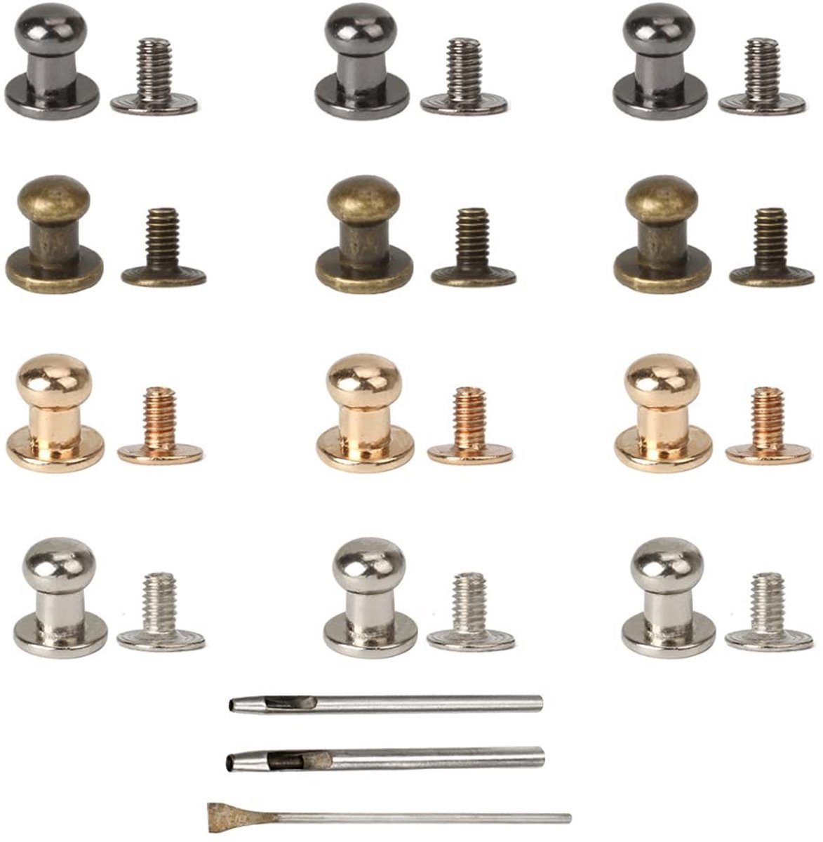 Dailygoods- Klinknagels 80 Stuks - Knoopklinknagels - Holnieten - Klinknagel Tang - Stansen - Legering 8 mm x 8,5 mm - Knopklinknagels