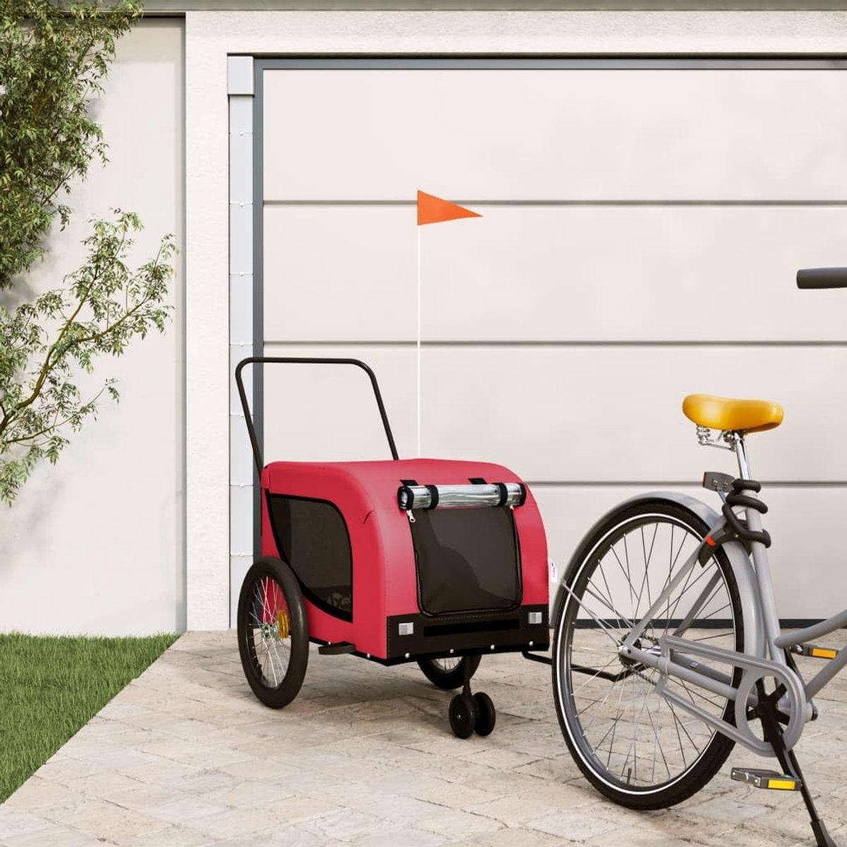 Fietsaanhanger Huisdieren - Hondenkar - Comfortabel Reizen - Waterdichte Hoes - 86 x 59 x 11 cm - Rood Zwart