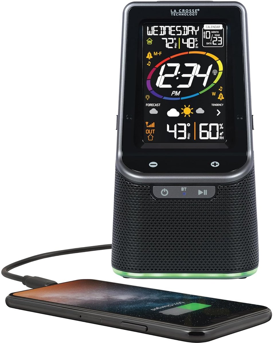 Weerstation - Buitensensor - Weersvoorspelling - Draadloze Connectiviteit - 21 cm Hoog - Zwart