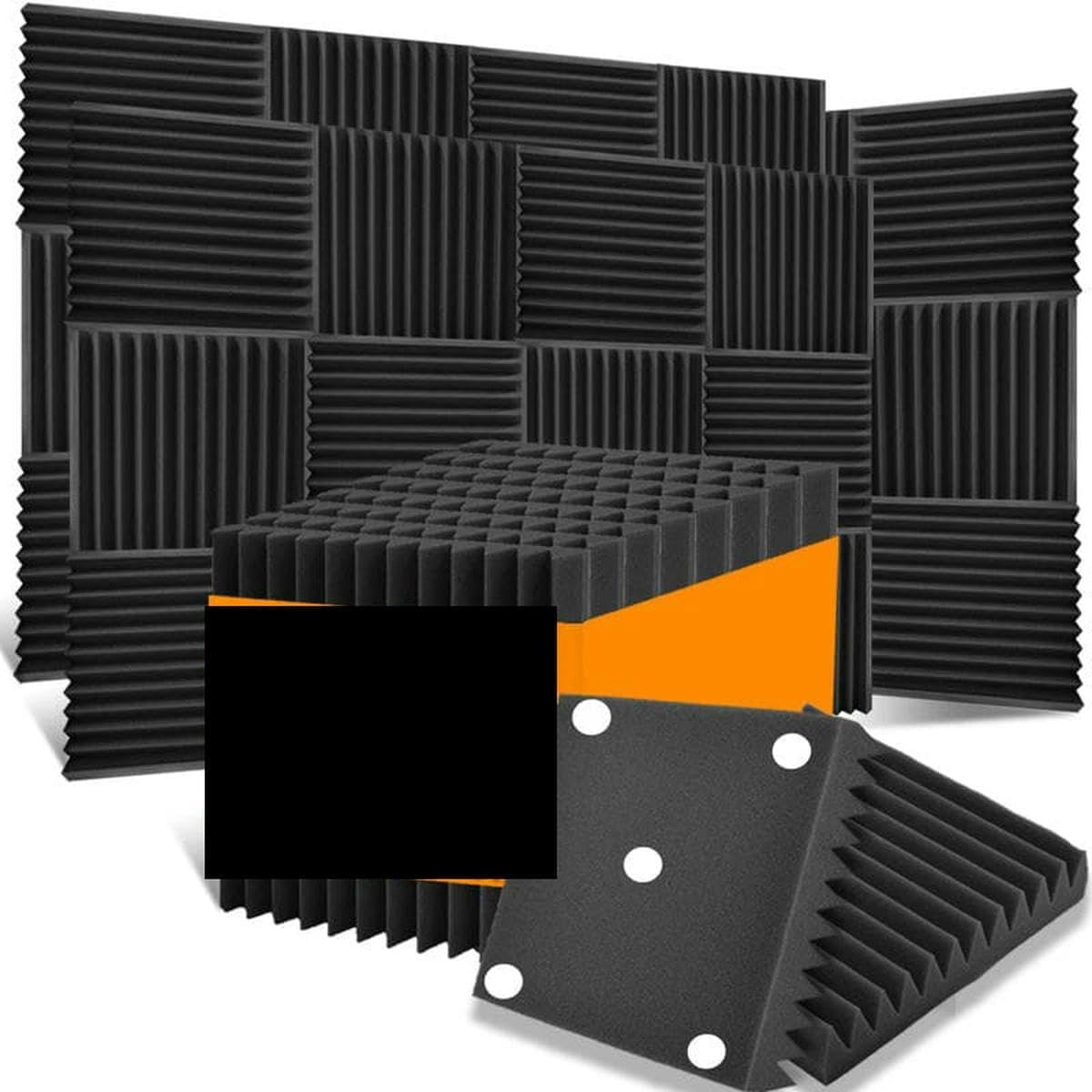 Geluidsabsorberend schuim - Akoestische panelen - Studio verbetering - Hoge dichtheid - 24 stuks - Zwart