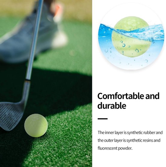 Glow Golfballen - Oefenballen - Avond Golfen - Dubbele Fluorescente Laag - 1 Bal - Groen — afbeelding 4