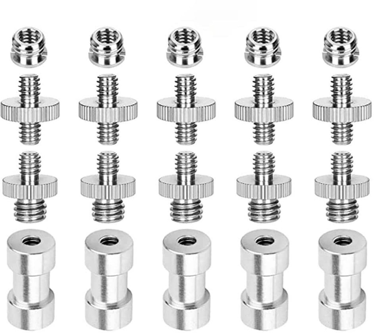 Dailygoods - Statief adapter - Camera schroefdraad adapter - Zilver - Schroeven voor camera statief - Geschikt voor monopod en light stand - 20 stuks