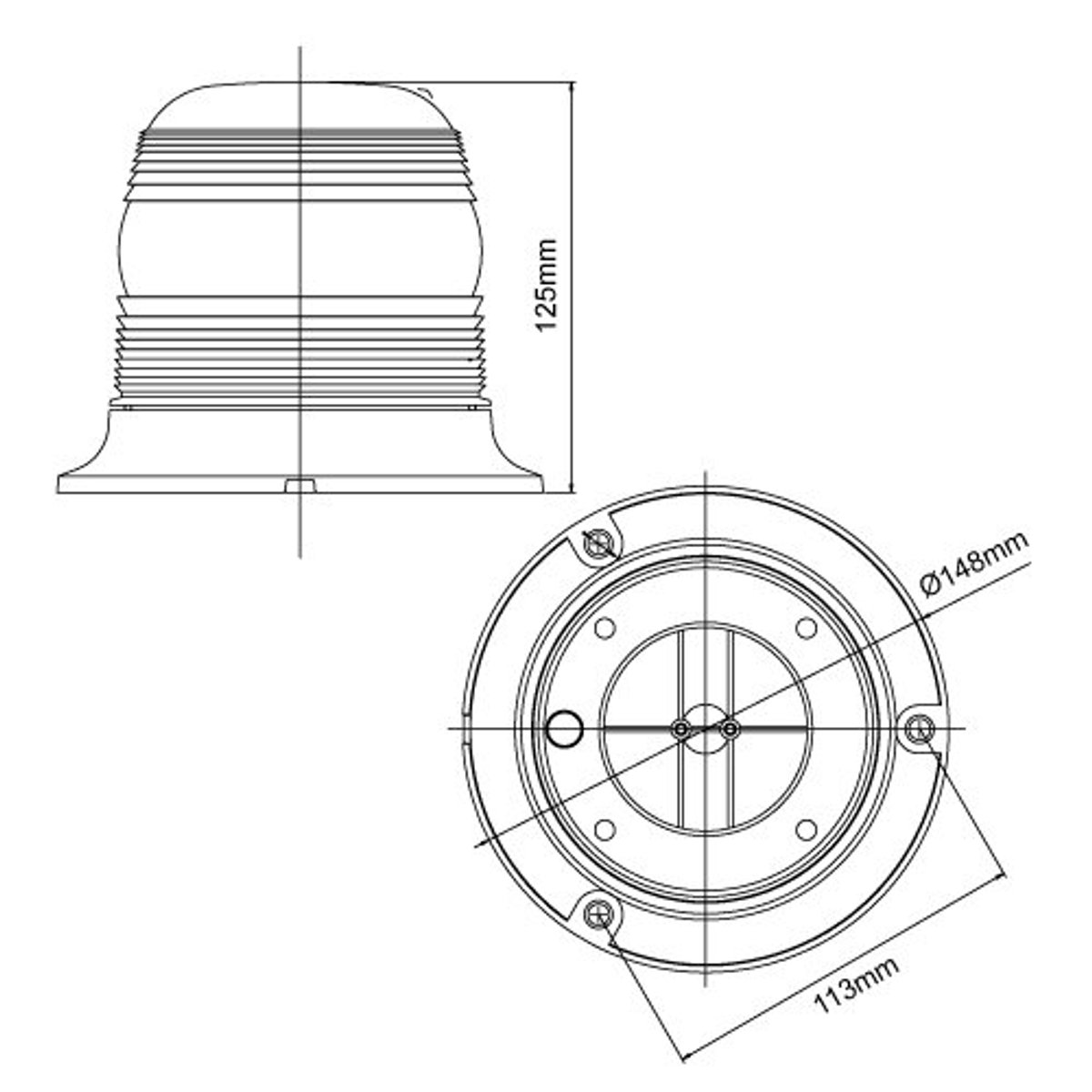 Zwaailamp - 247 Lighting - Explorer - 3 Bouts Bevestiging - 5.8 - 14.8cm - 4 flitspatronen - Amber - R65 - 12V-24V