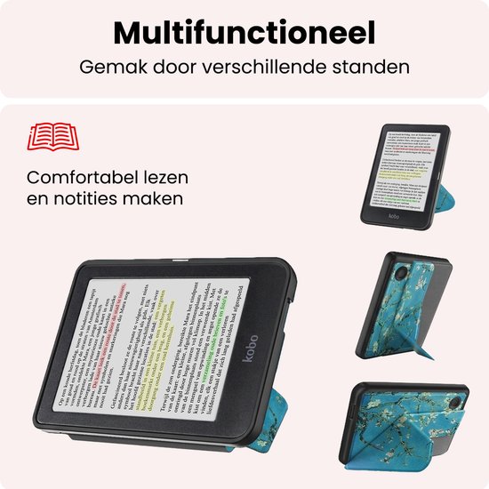 Hoes Geschikt voor Kobo Clara BW Hoesje Bookcase Cover Book Case Hoes Sleepcover Trifold - Bloesem — afbeelding 3