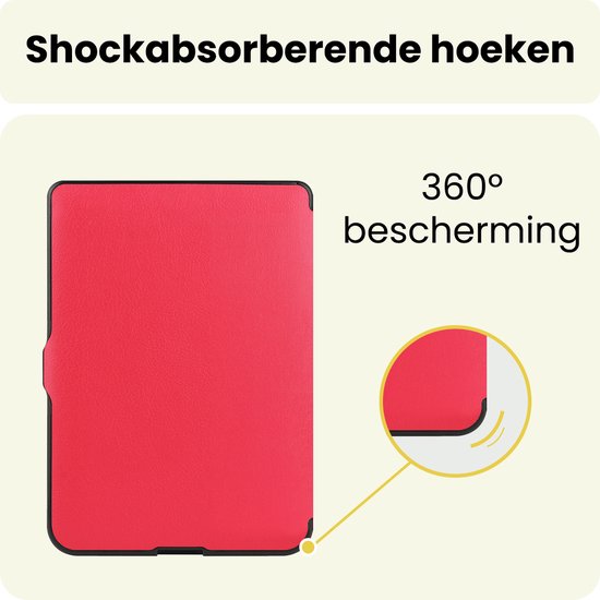 Hoes Geschikt voor Kobo Nia - E-reader Bescherm Hoesje Case Sleep Cover Trifold - Hoes Geschikt voor Kobo Nia Hoesje - Rood — afbeelding 5