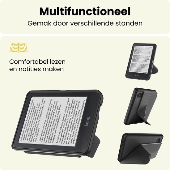 Hoes Geschikt voor Kobo Clara 2E - E-reader Bescherm Hoesje Case Sleep Cover Trifold - Hoes Geschikt voor Kobo Clara 2E Hoesje - Zwart — afbeelding 3