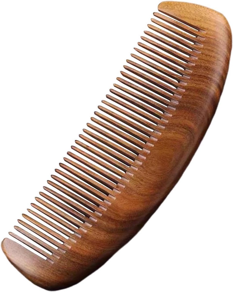 Houten Kam - Haarkam Sandelhout - Haar Styling - Handgemaakt Uniek Ontwerp - 20 cm - Natuurlijk