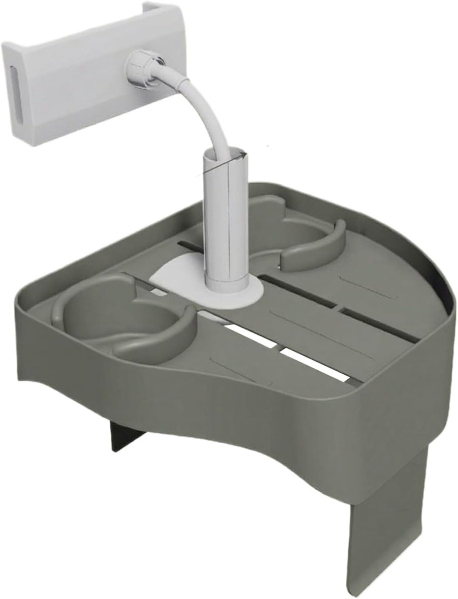 Zwembad Telefoonhouder - Badkuip Accessoire - Ontspannen Buiten - Met Drankjeshouder - 27x27x44cm - Grijs