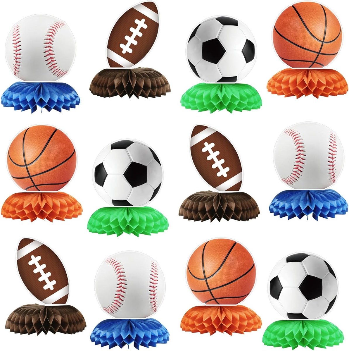 Sportieve Verjaardagsfeest Decoraties - 12 Stuks Thema Party Benodigdheden voor Jongens, Voetbal en Basketbal Versieringen, Perfect voor Sportliefhebbers en Feestjes
