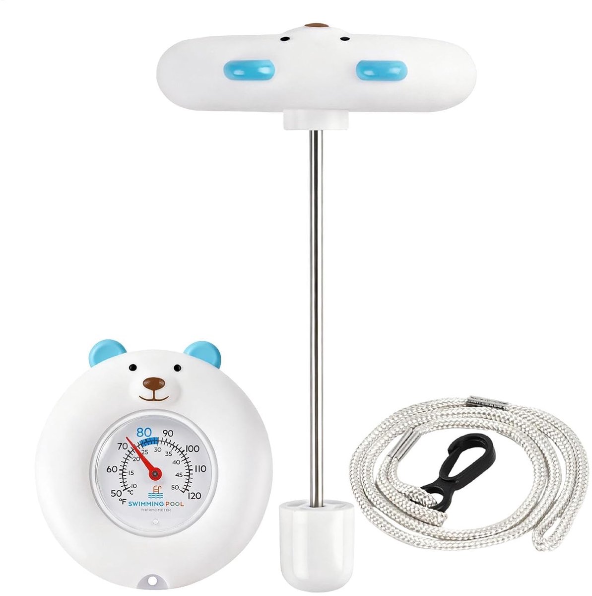 Zwembad thermometer - Water temperatuurmeter - Zwembad onderhoud - Schattig beer ontwerp - 95 x 95 cm - Meerkleurig