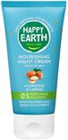 Happy Earth voedende nachtcrème: blauwe tube met arganolie, hyaluronzuur, 0% parfum & alcohol.