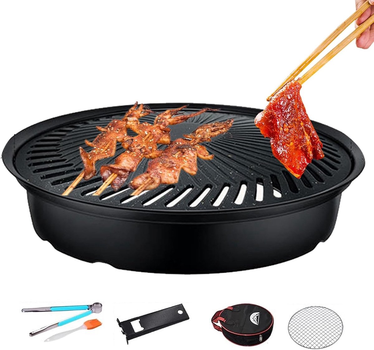 Grillpan Binnen Kookplaat Pan Buiten Koken Watergekoelde Groef Zie Beschrijving Zwart