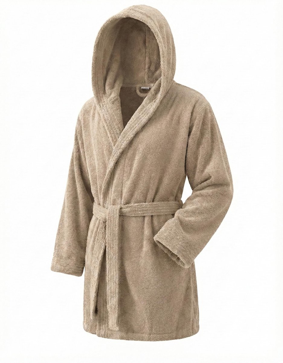 SnelShoppen - Unisex Badjas met Capuchon - Luxe Douchebadjas voor Heren en Dames - 100% Katoen - 500 g/m2 Badstof - Kameel - M - Perfect voor Thuis, W