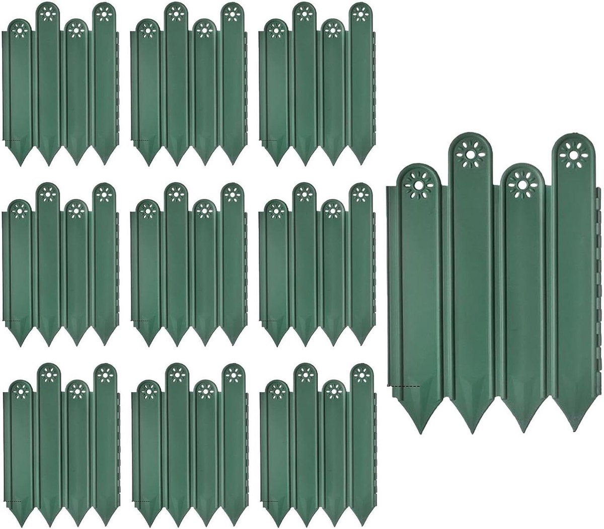 Tuinhek Randen - Bloembed Omheining - Tuin Organiseren - Dubbele Bescherming - 10 stuks - Groen