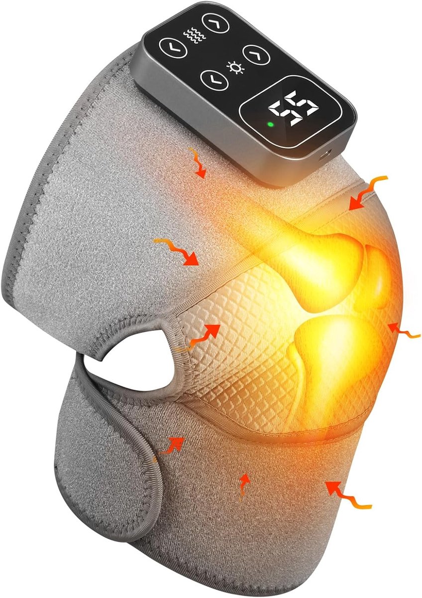 Knie massageapparaat - Draadloze Kniebrace met Verwarming en Vibratiemassage - Oplaadbaar - Voor Knie, Elleboog en Schouder