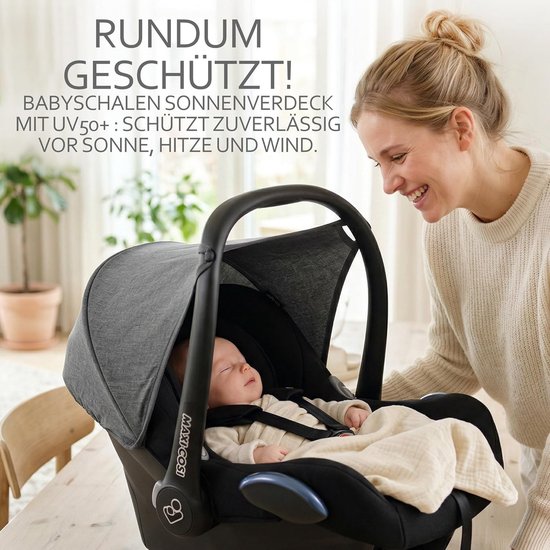 Babyzit Zonnekap - Autostoel Zonwering - Baby Beschermen - UV-Bescherming 50+ - Compatibel Maxi Cosi Cabrio Fix - Blauw — afbeelding 4
